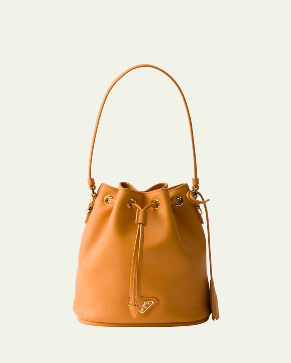Flou Drawstring Leather Bucket Bag